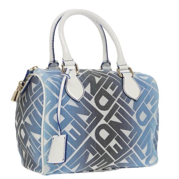 FENDI Zucca Canvas Hand Bag Blue Gold - Picture 1 of 13